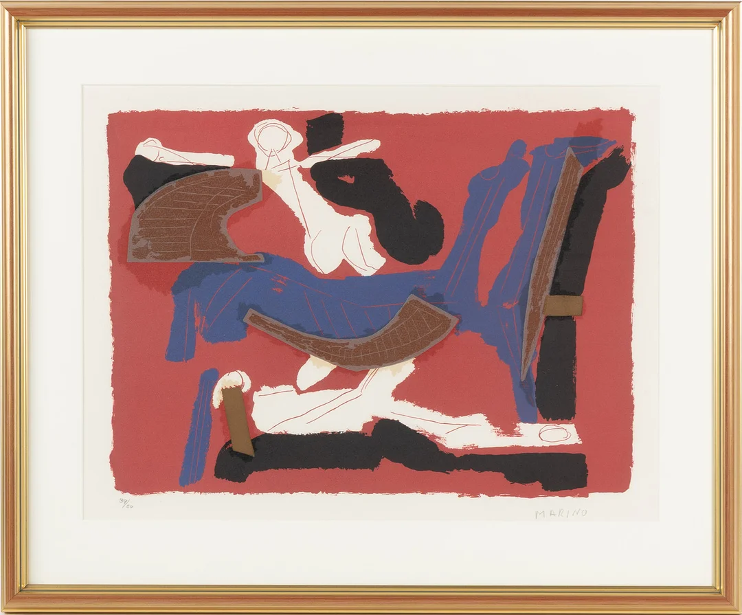 MARINO MARINI. "Chevaux et cavaliers VI", färglitografi, signerad. — Engravings & Prints — Stockholms Auktionsverk Helsingborg