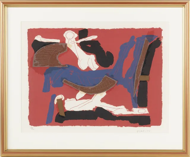 MARINO MARINI. "Chevaux et cavaliers VI", färglitografi, signerad.