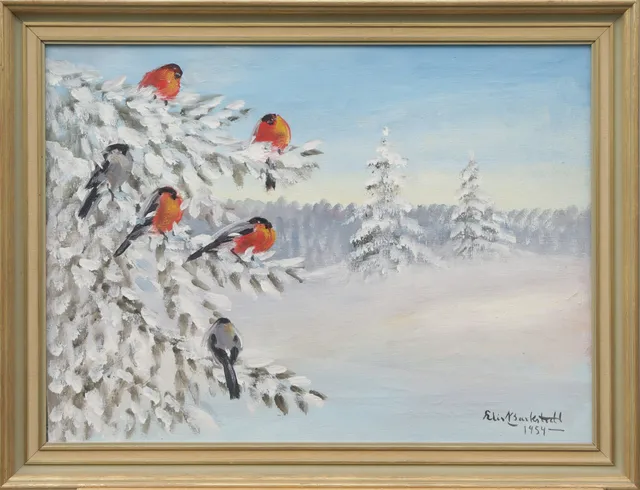 ELIS BARKSTEDT. OLJA, på duk, Domherrar, signerad, 1954.
