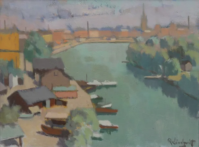 RAGNAR LINDQUIST (1906-1986). Motiv från Stockholm, olja på duk, signerad.