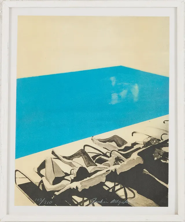 JOAKIM ALLGULANDER. "The Pool", färglitografi, signerad Joakim Allgulander, numrerad 103/210.