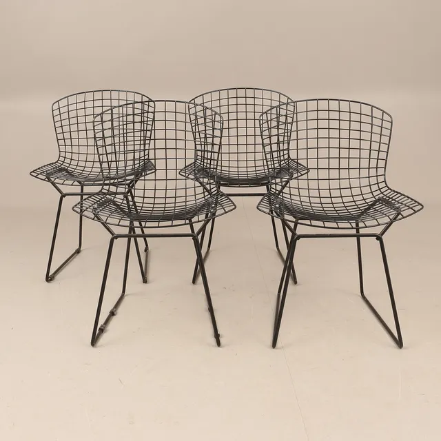 HARRY BERTOIA. Stolar, 4 stycken, "Sidechair", Knoll, 1900-talets mitt.