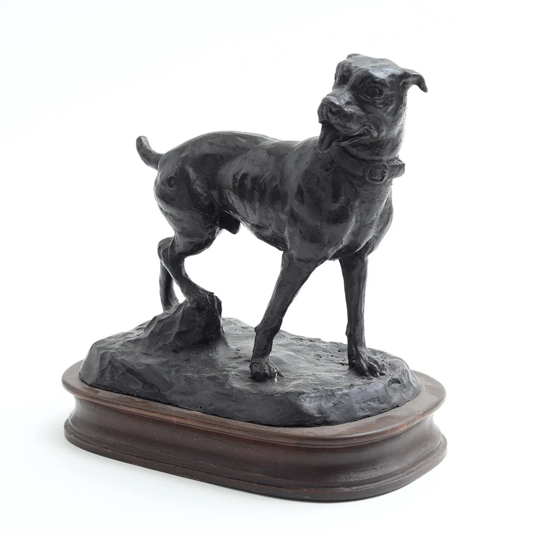 SKULPTUR, jakthund, bronspatinerad metall, 1900-tal. — Sculptures & Bronzes — Auktionshuset Thelin & Johansson