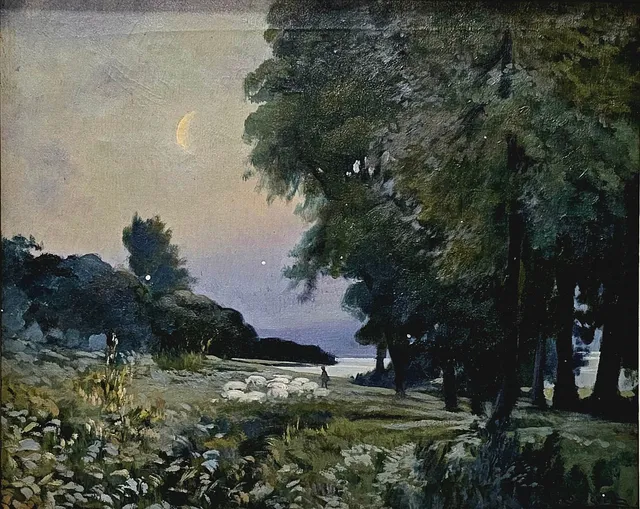 ANTONI ROS I GÜELL. ÓLEO SOBRE LIENZO. PAISAJE.