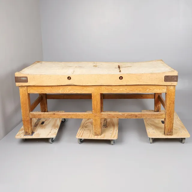SUBSTANTIAL BEECH AND PINE BUTCHERS BLOCK.