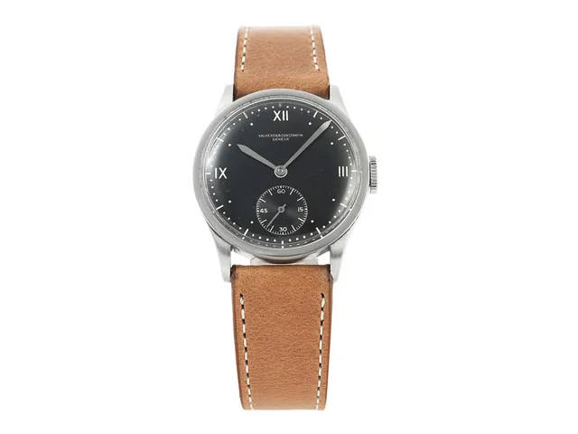 VACHERON & CONSTANTIN, Genève, Cal 453, Serie nr. 423826, Boett nr. 266742/15, herrur, 30,5 mm, stål (Staybrite), manuell, plexiglas, liten sekundvisare, renoverad urtavla, läderband, ca 1943.
