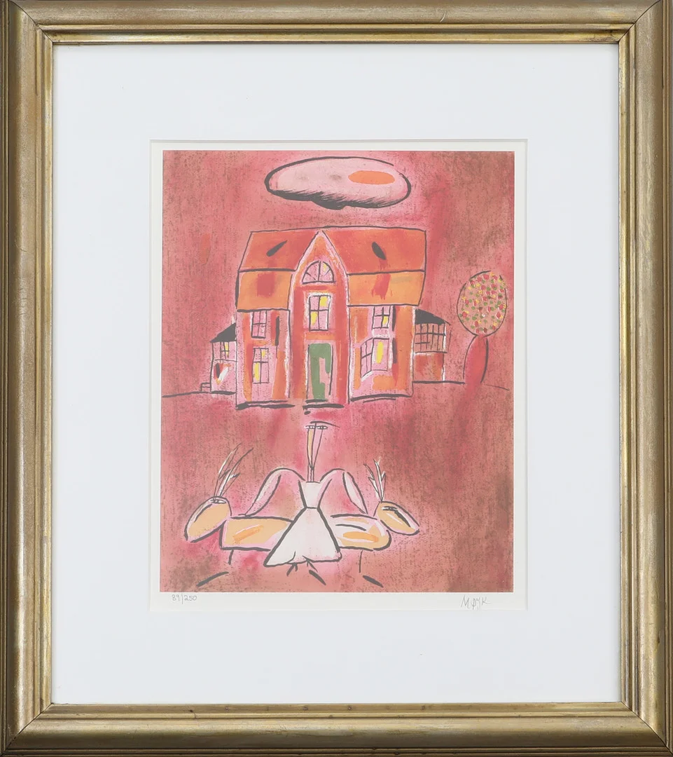 MADELEINE PYK. färglitografi, villa rosa toner, signerad M. PYK samt numrerad 89/250. — Engravings & Prints — Södermanlands Auktionsverk