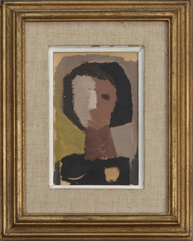 GUNNAR JOHNSSON. olja på pannå, signerad,"Kvinna".