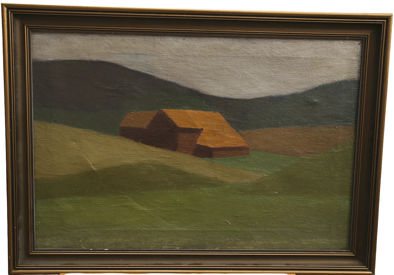 OKÄND KONSTNÄR, olja på duk, landskapsmotiv, sommartid, med bondgårdsbyggnad. 1900-talets mitt. — Paintings — Limhamns Auktionsbyrå