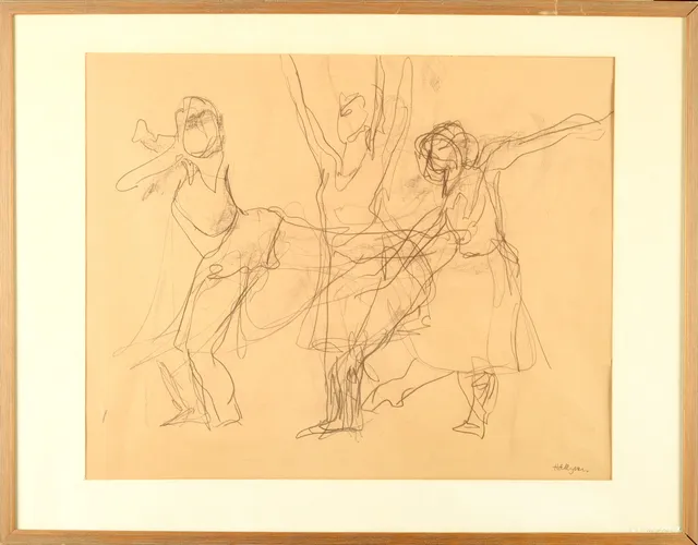 INGVAR HÄLLGREN. Blyerts på papper, "Rörelsestudie II" signerad.