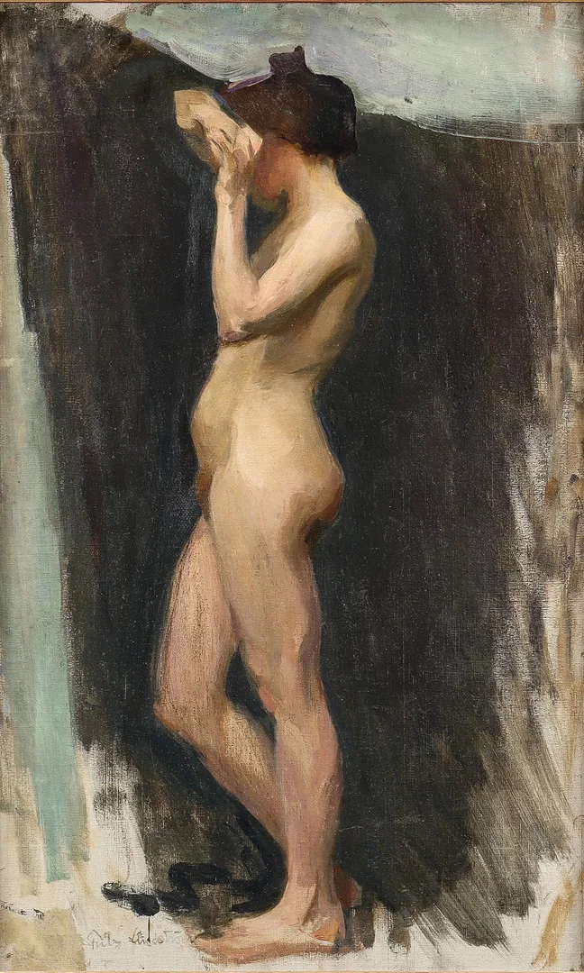 FRITZ LINDSTRÖM. Modellstudie, utförd i Paris 1897. — Paintings — Karlstad Hammarö Auktionsverk