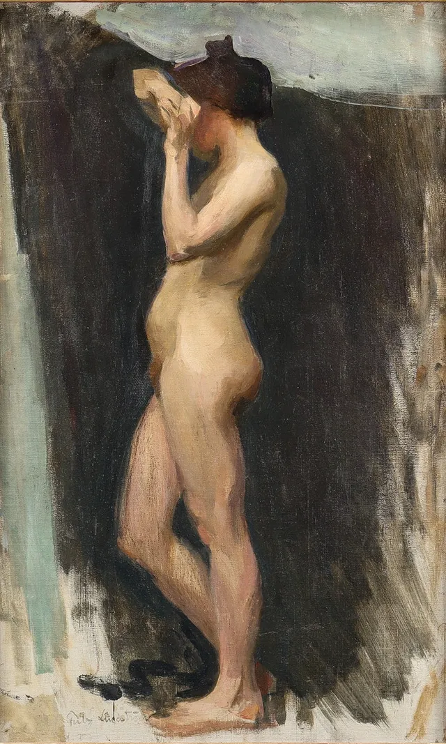 FRITZ LINDSTRÖM. Modellstudie, utförd i Paris 1897.