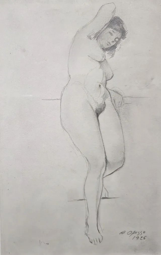 ALFREDO OPISSO. DESNUDO FEMENINO. LÁPIZ SOBRE PAPEL. 1926.