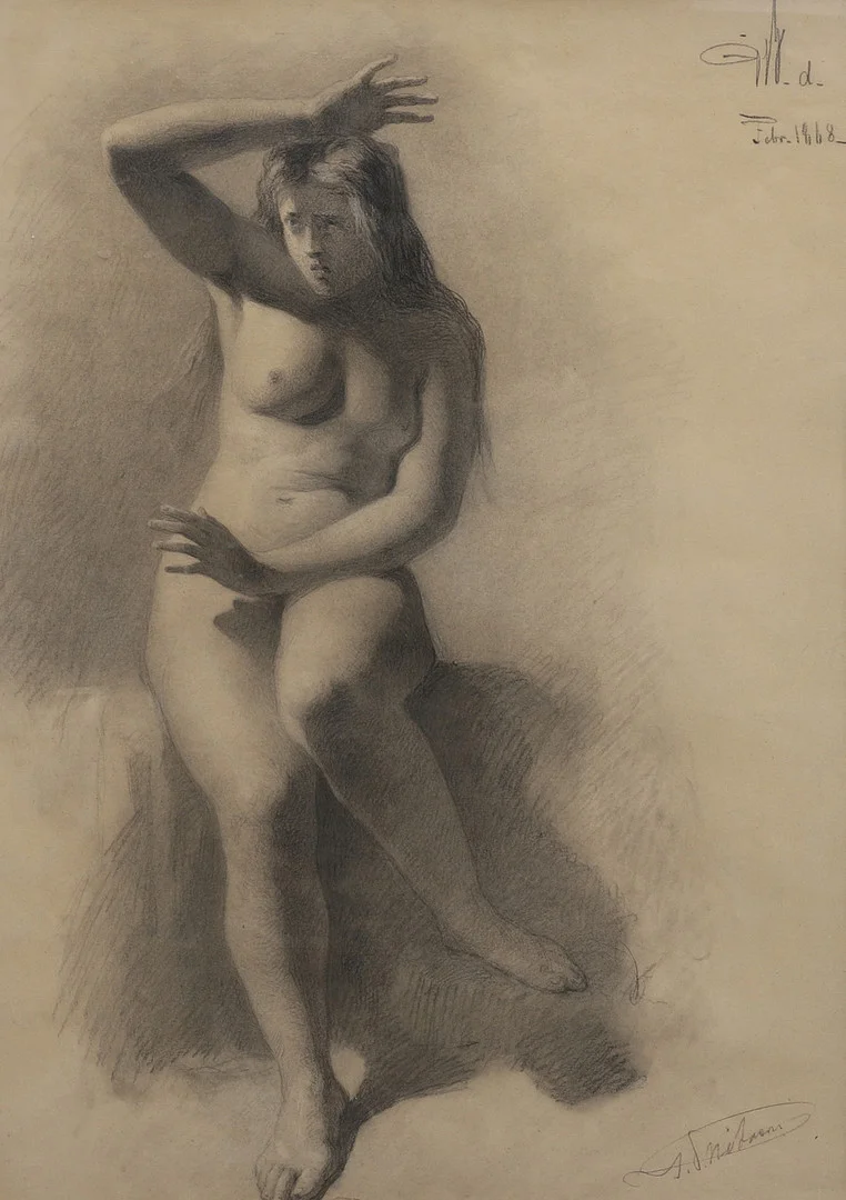 A NILSSON. AKADEMISTUDIE. — Drawings — Crafoord Auktioner Lund