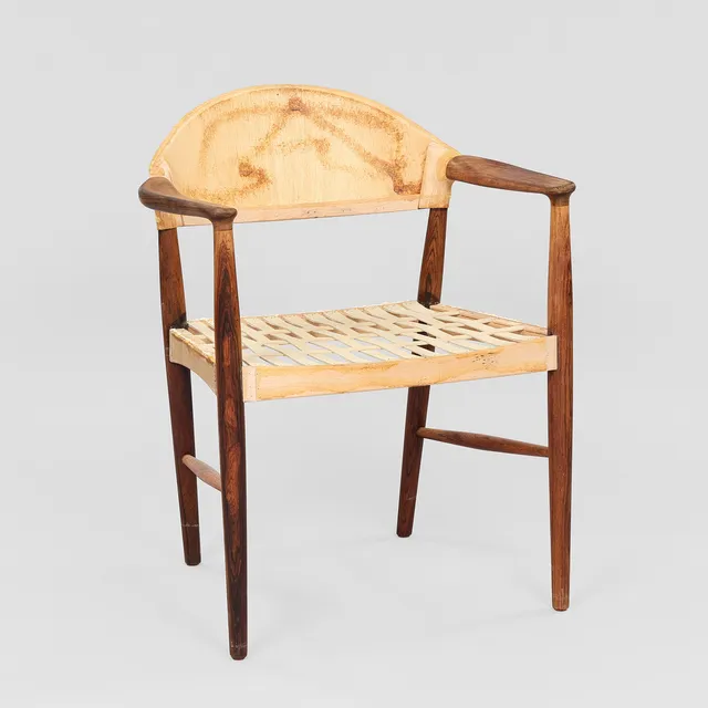 KURT OLSEN. Armstol af palisander, Slagelse Møbelværk, Model 223, Danmark, 1950'erne.