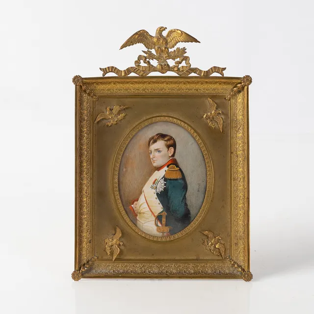 MINIATYRMÅLNING, Napoleon, olja på papp, signerad Derval.