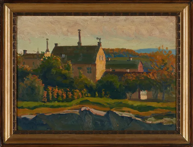 ARON GERLE (1860-1930). "Höstdag från Hornskroken", signerad och daterad 1922, olja på pannå.