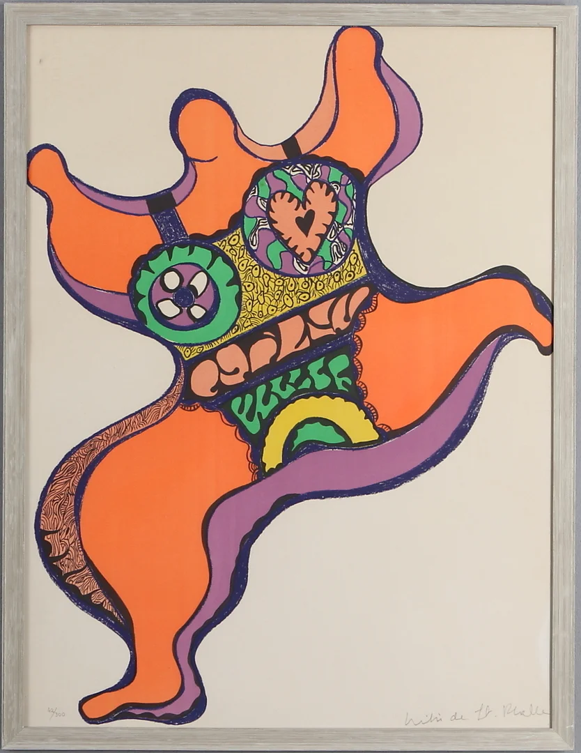 NIKI DE SAINT PHALLE. Figurkomposition, färglitografi, signerad samt numrerad 42/300. — Engravings & Prints — Auktionshuset Kolonn