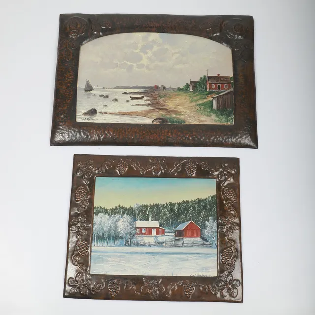 OLOF ANDERSSON. Landskap, 2 stycken, olja på papper, signerade.