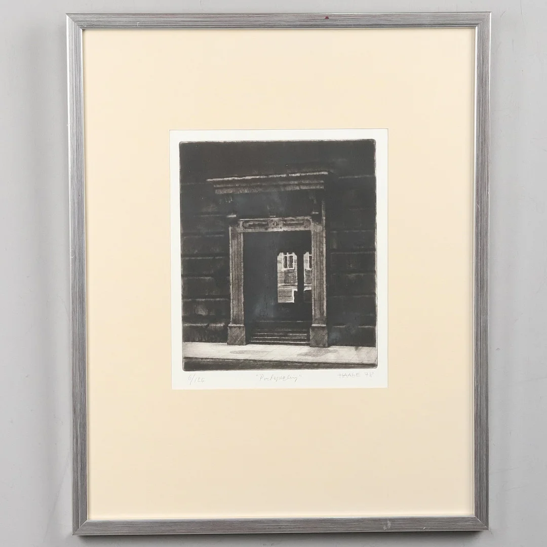 SIXTEN HAAGE. ETSNING, "Portspegling" signerad och daterad -78. — Engravings & Prints — Örebro Stadsauktioner