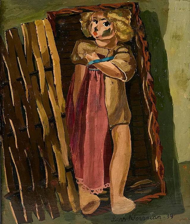 LARS NORRMAN. Oljemålning, signerad, daterad - 39, figurin, duk.