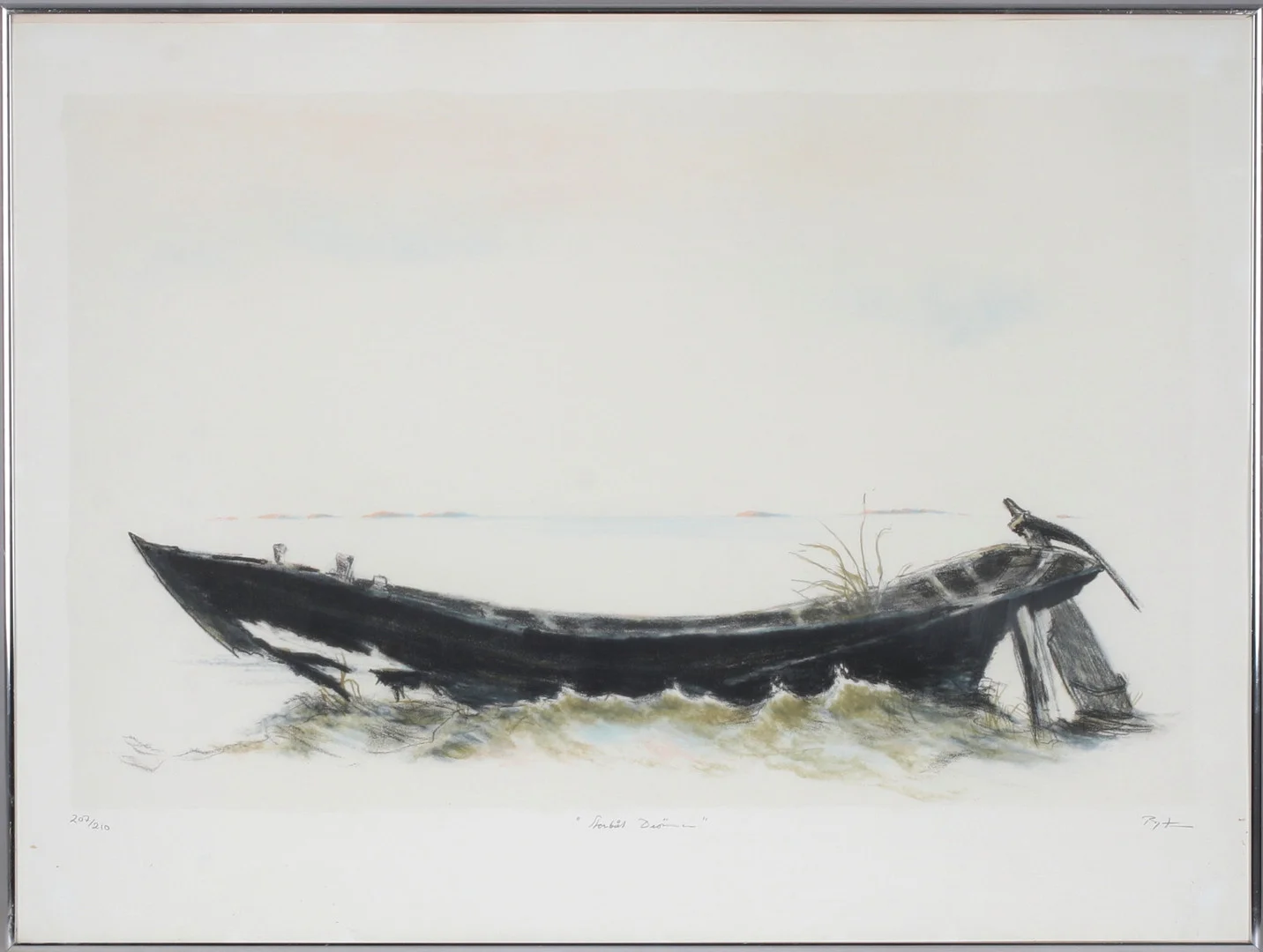 BJÖRN LINDROTH. "Storbåt Drömmen", färglitografi, signerad och numrerad 207/210. — Engravings & Prints — Stadsauktion Sundsvall