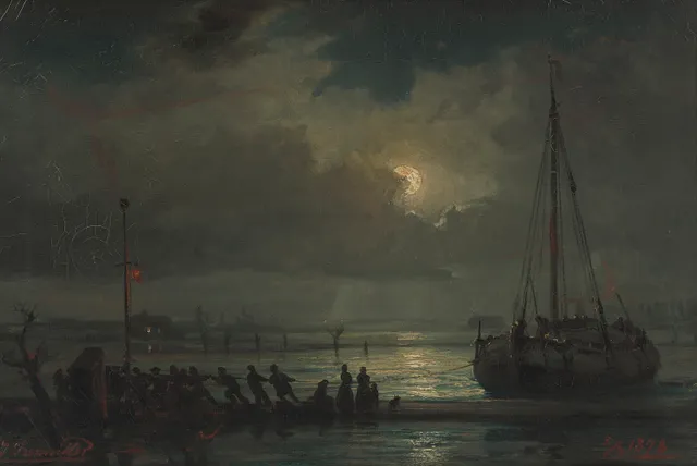 Bennetter, Johan Jakob — Skuten trekkes på land, 1878