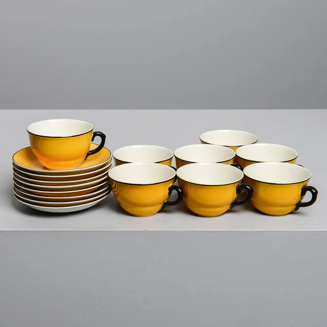 HELMER RINGSTRÖM. Kaffeservis, porslin, "Karneval", Gefle porslinsfabrik.