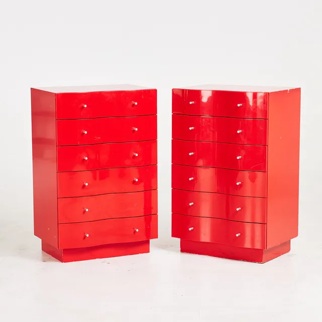 TOMAS JELINEK. Byråer, 1 par, "Vajer", IKEA, lackerade, vardera med 6 draglådor.