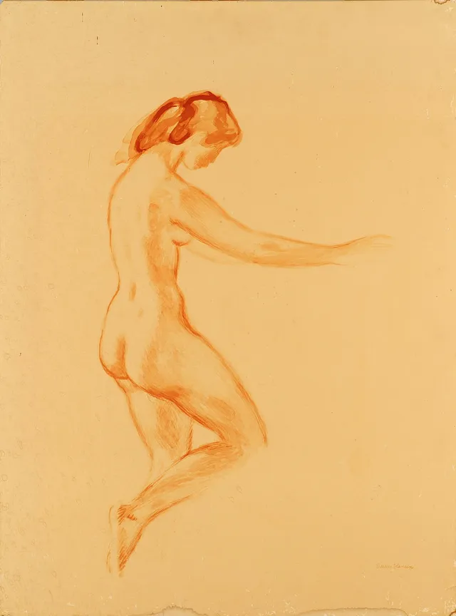 AAGE SIKKER HANSEN (1897-1955). Kvindeligt modelstudie, ældre offsettryk.
