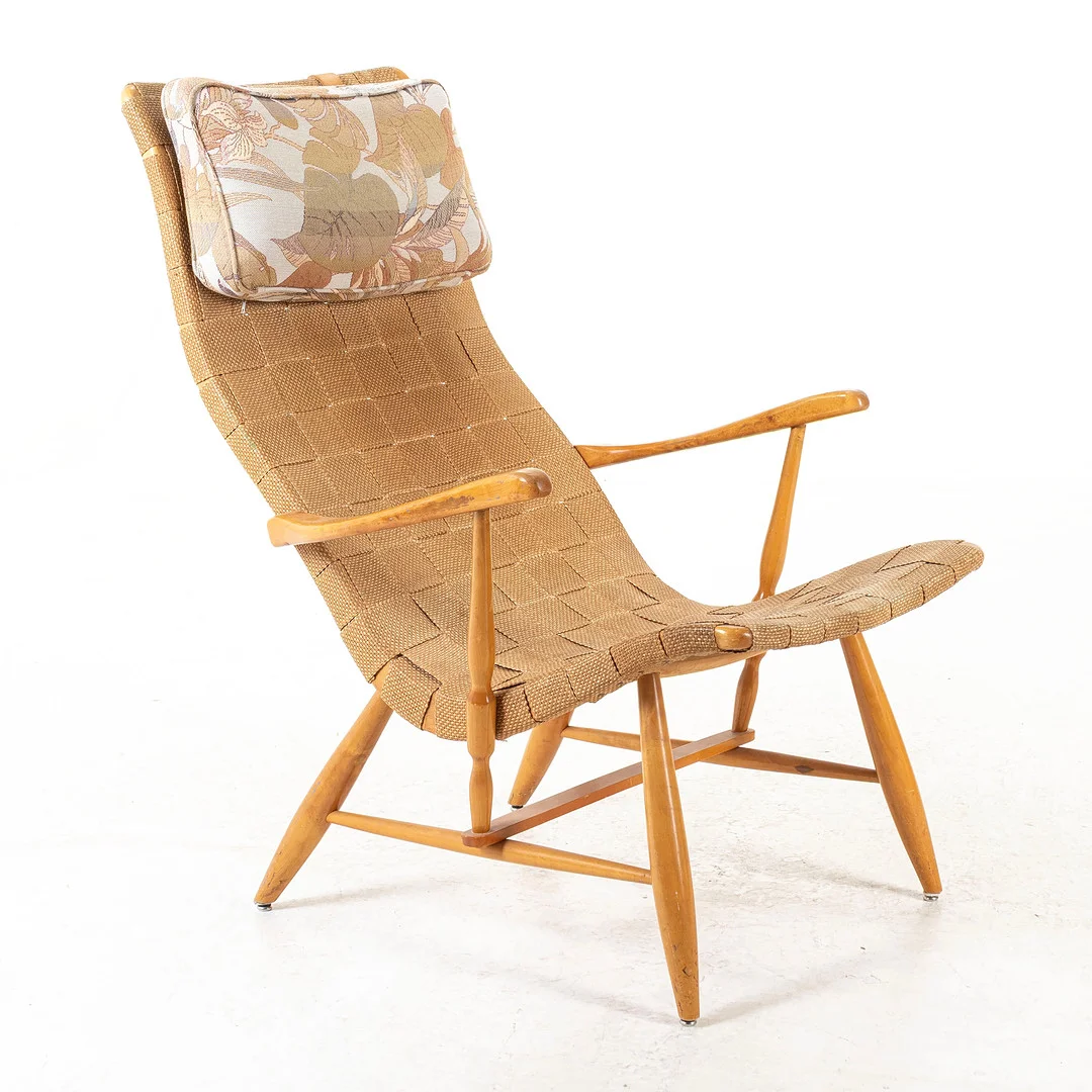 YNGVE EKSTRÖM. Fåtölj, björk & sadelgjord, "Anders", ESE-möbler, omkring 1900-talets mitt. — Armchairs & Chairs — Handelslagret Auktionsservice