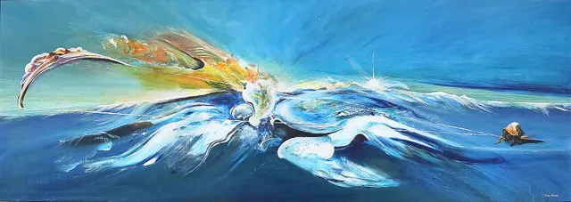 JENS KONRADSSON. "Kite", olja/acryl på pannå, signerad och daterad 2014.