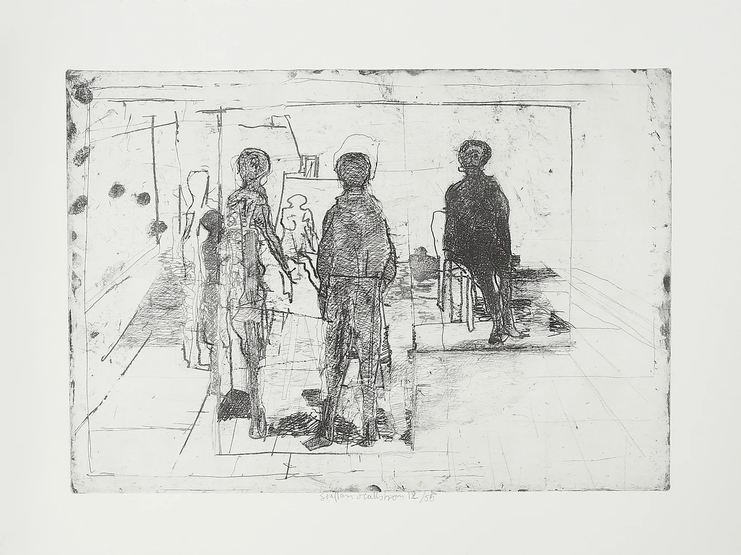 STAFFAN HALLSTRÖM. Litografi, signerad, Numrerad 12/55. — Engravings & Prints — Garpenhus Auktioner