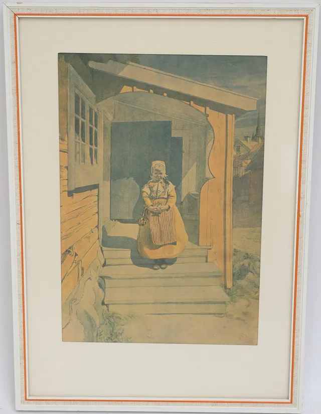 CARL LARSSON. tryck efter, motiv med flicka.