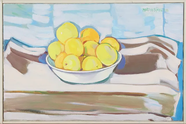MARTIN SJÖBLOM (1920-2004) Vildäpplen, oljemålning på duk, signerad.