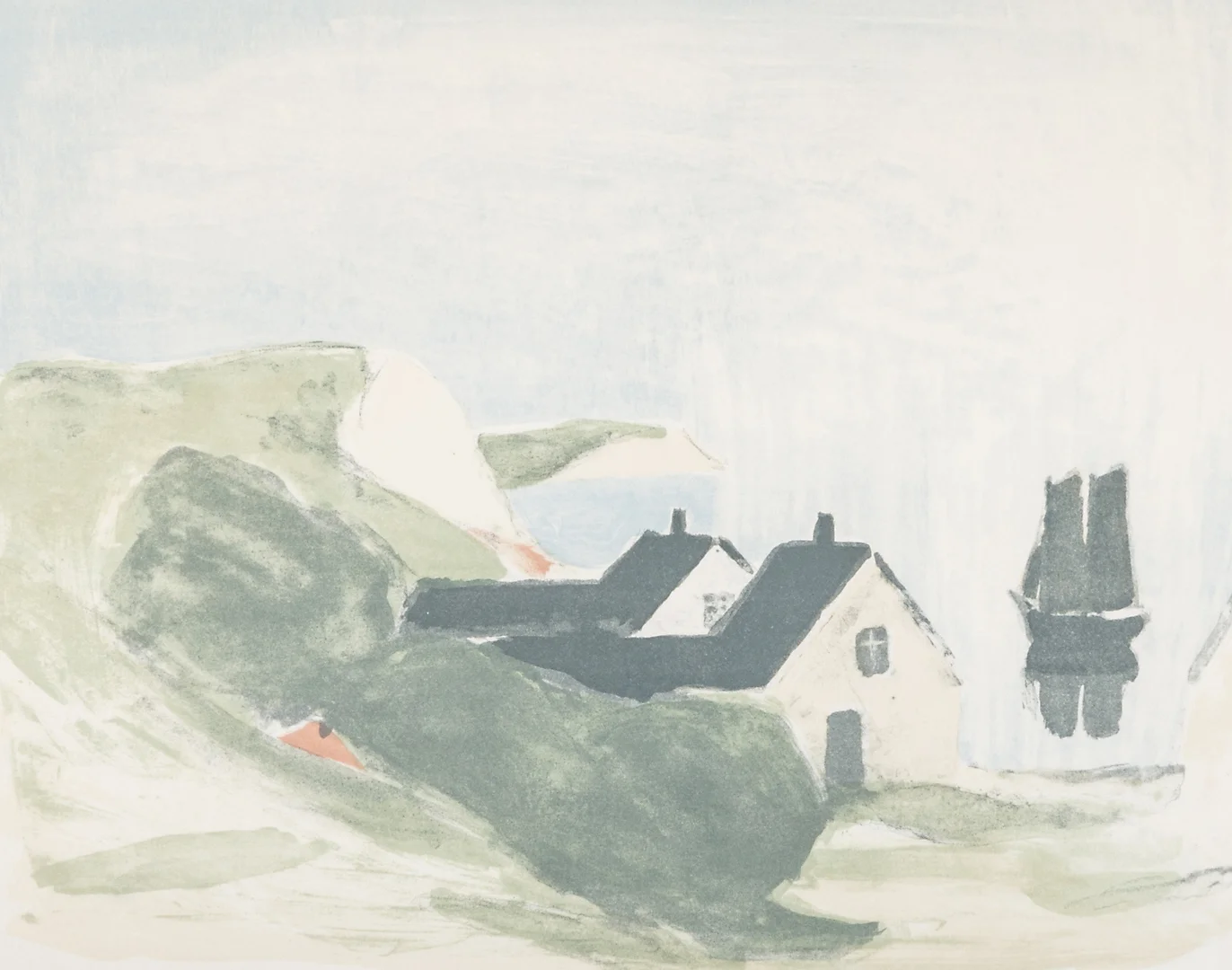 GUSTAV RUDBERG. Motiv från Ven, färglitografi, osignerat. — Engravings & Prints — Helsingborgs Auktionskammare
