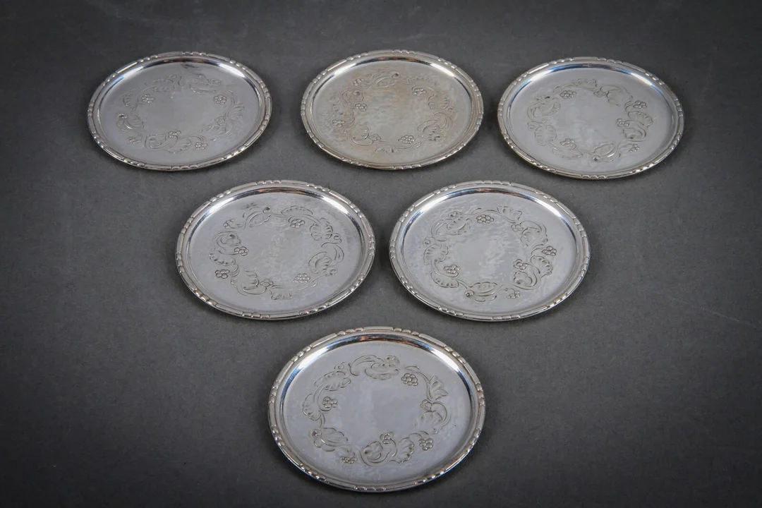 Harald Nielsen for Georg Jensen, seks glasbakker af sterlingsølv (6) — Silver, bronze, copper and pewter/Silver flatware — Lauritz