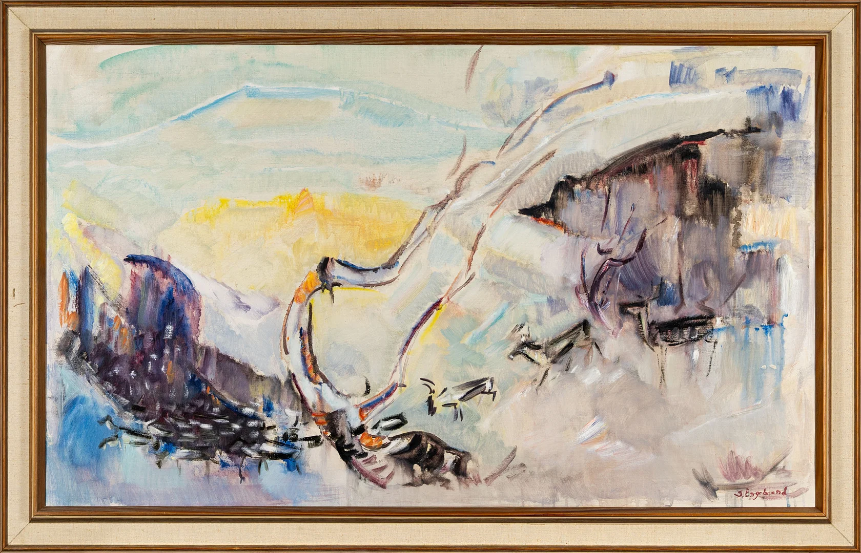 STAFFAN ENGEBRAND. Olja på duk, Motiv av renhjord, Signerad, 1900-tal. — Paintings — Norrlands Auktionsverk