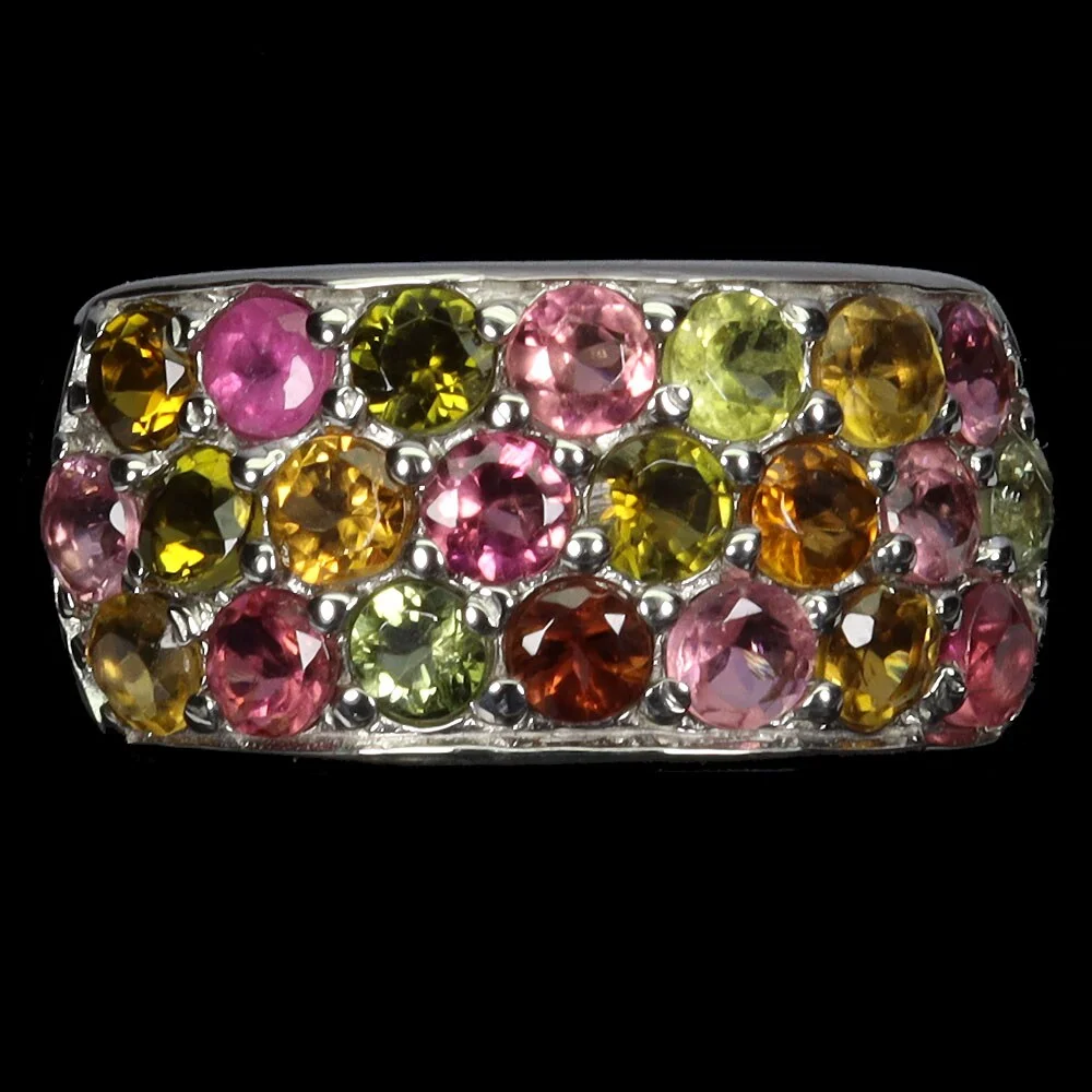 Tourmaline ring in rhodium-plated Sterling silver with numerous tourmalines. Ring size 54 — Jewellery/Rings — Lauritz