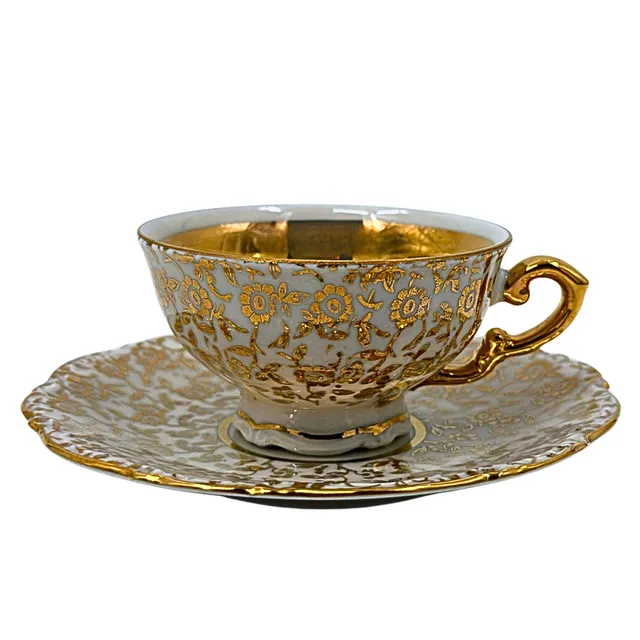 PORZELLANFABRIK MITTERTEICH. SAMMELTASSE MIT UNTERTASSE - 1930ER/1940ER JAHRE.