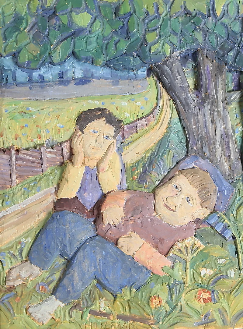 HELMER TELEMAN. Relief, Handskuren, målad, signerad, 1900-tal. — Paintings — Kalmar Auktionsverk