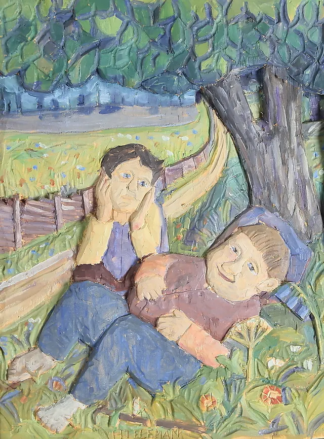 HELMER TELEMAN. Relief, Handskuren, målad, signerad, 1900-tal.