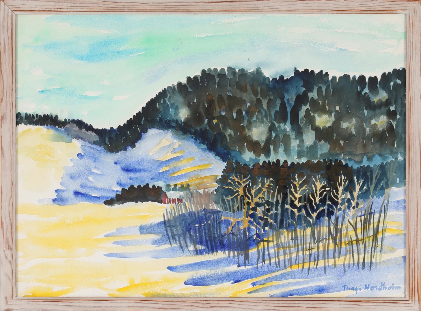 THAGE NORDHOLM. Vinterlandskap Nordingrå, akvarell på papper, signerad. — Paintings — Stadsauktion Sundsvall