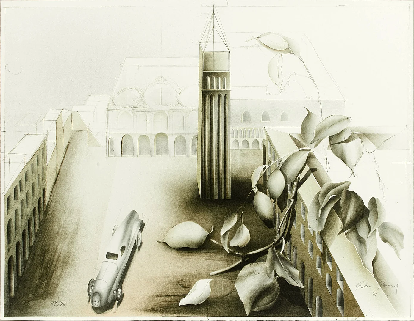 PETER PAUL (född 1943). "Szene für eine Adagio", 1981, signerad och numrerad 39/75, färglitografi. — Engravings & Prints — Crafoord Auktioner Stockholm
