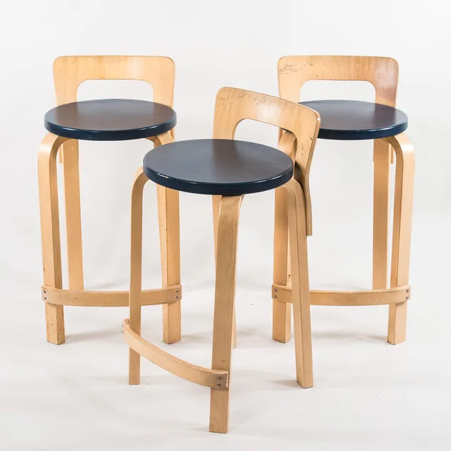 ALVAR AALTO. BARSTOLAR, 3st, "K 65", Artek 1960-/70-tal.