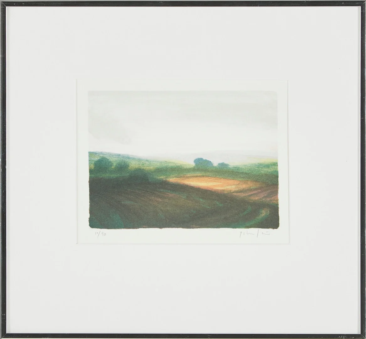 PETER FRIE. Landskap, signerad, numrerad 10/90, färglitografi. — Engravings & Prints — Stockholms Auktionsverk Magasin 5