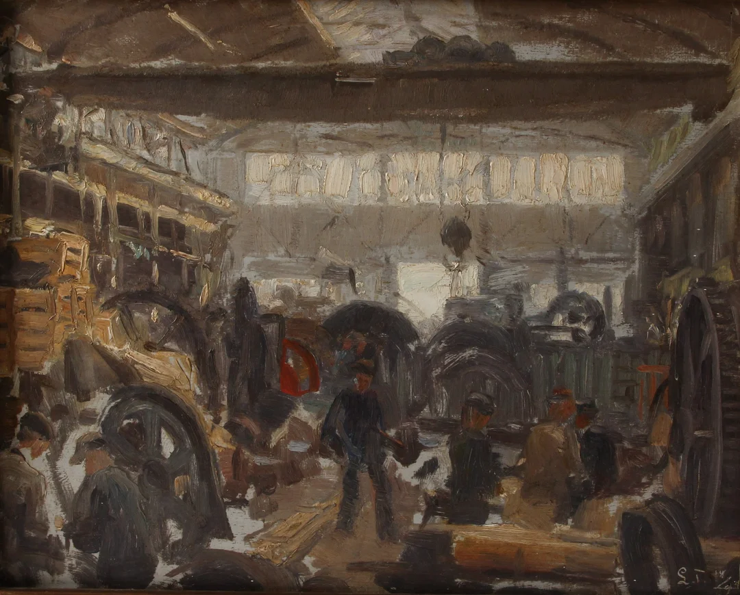 Laurits Tuxen. 'From F.L. Smidth's machine hall' — Paintings and sculptures/Older pictorial arts — Lauritz