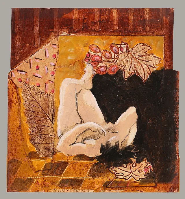ALAIN SOUCASSE. "Nude in room 4", blandteknik, signerad A Soucasse.