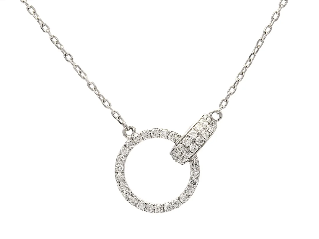 COLLIER, 18K vitguld, 39 briljantslipade diamanter ca 0,45 ctv, ca TW-Cr/P, längd 42 cm, vikt 4,3 g. — Smycken/Collier — Kaplans