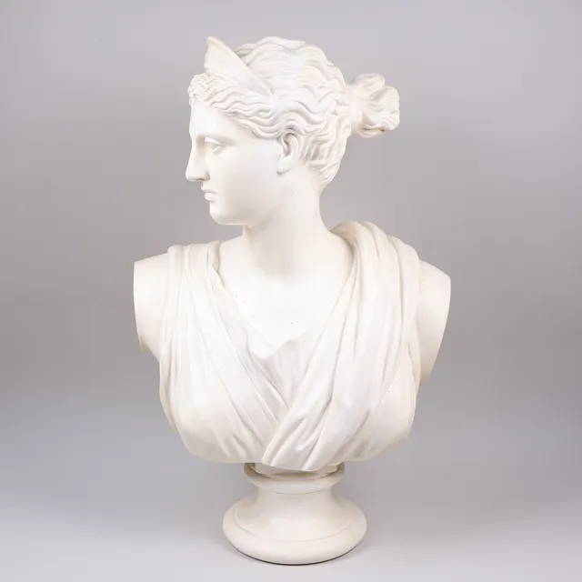 HANS CHRISTIAN BRIX (1831–1907). byst, efter "Diana av Versailles", gips, 1800/1900-tal.